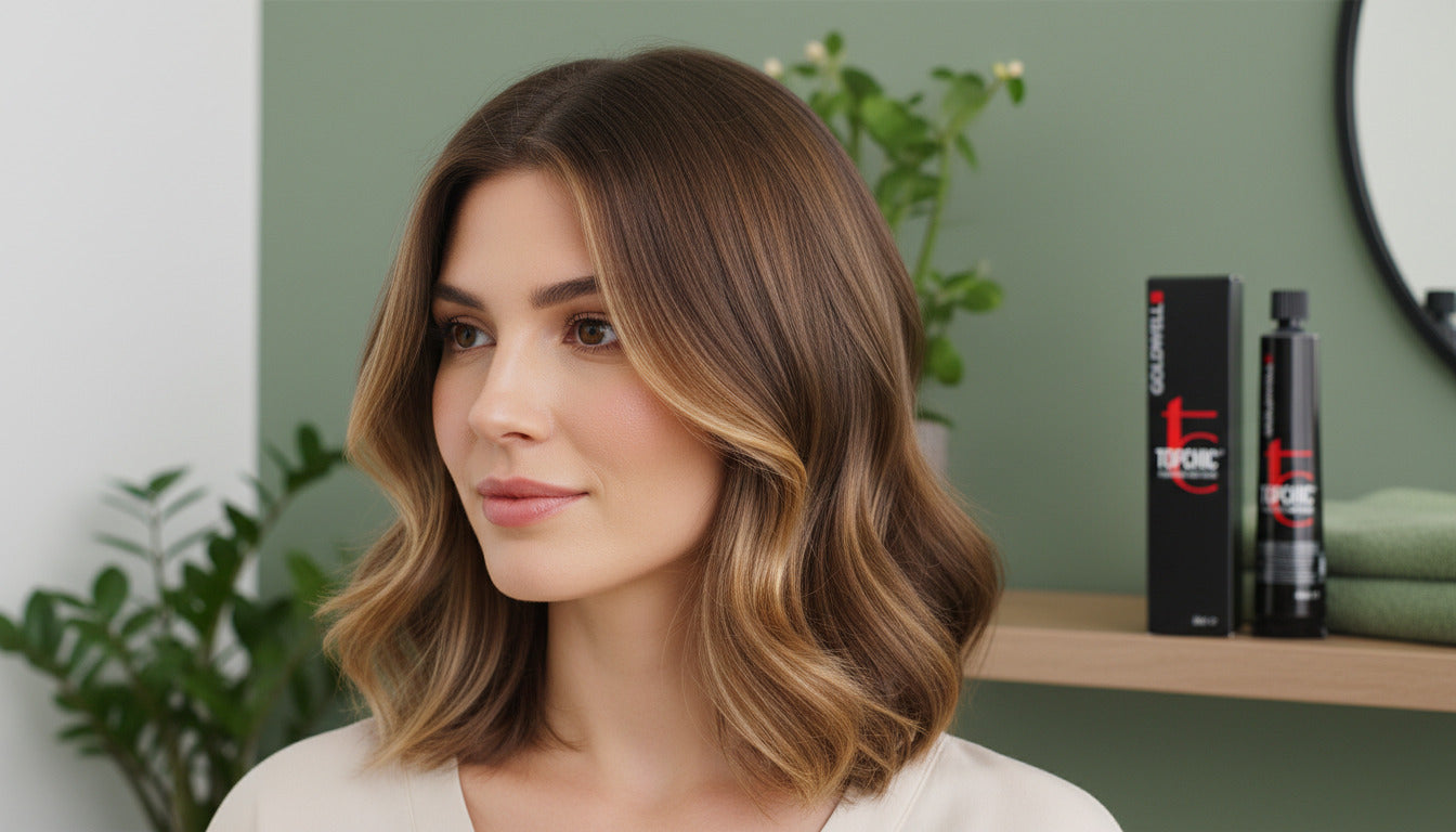 KI-generiert: Braune Haare mit Blonden Strähnen